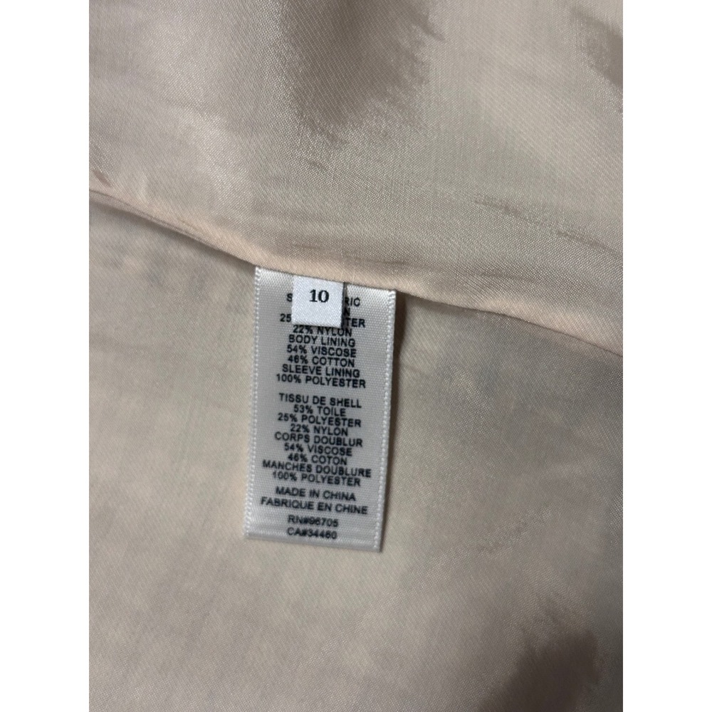 NWOT Rebecca Taylor Gingham Double Breasted Linen Blend Blazer Brown/Cream Sz 10 - Picture 9 of 10